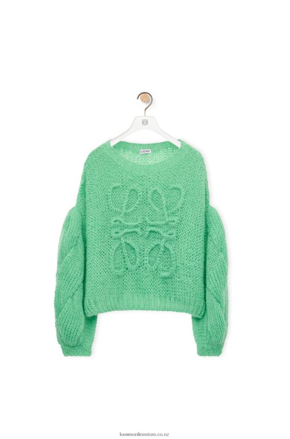 Loewe Women Anagram sweater in mohair Water Green LH60R966