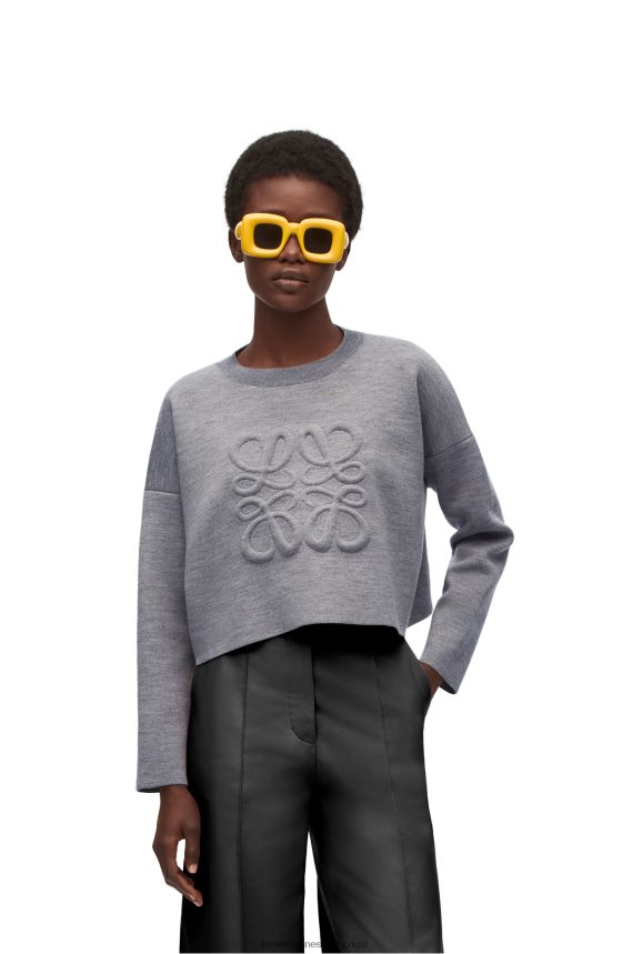 Loewe Women Anagram sweater in wool Light Grey LH60R1005