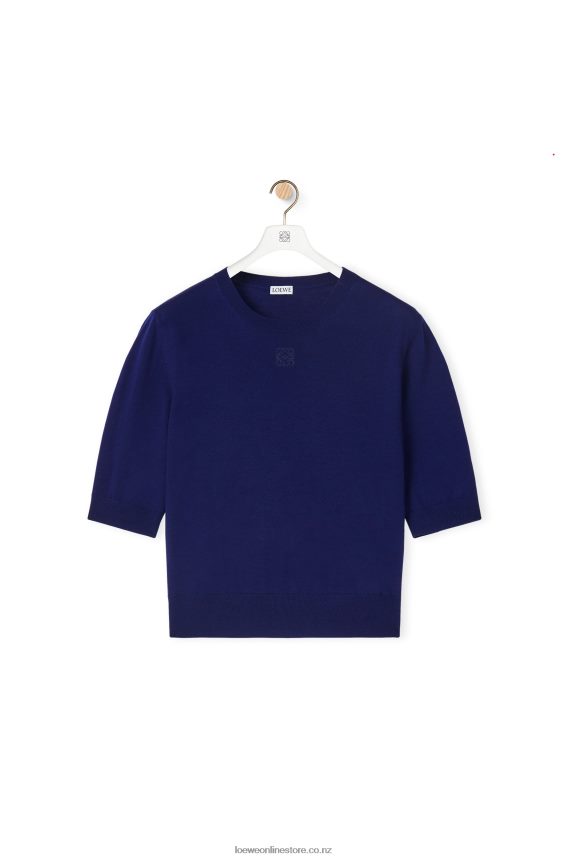 Loewe Women Anagram sweater in wool Navy Blue LH60R1012