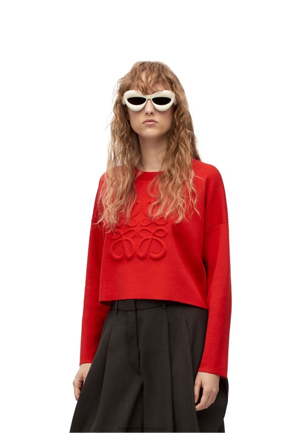 Loewe Women Anagram sweater in wool Red LH60R1022