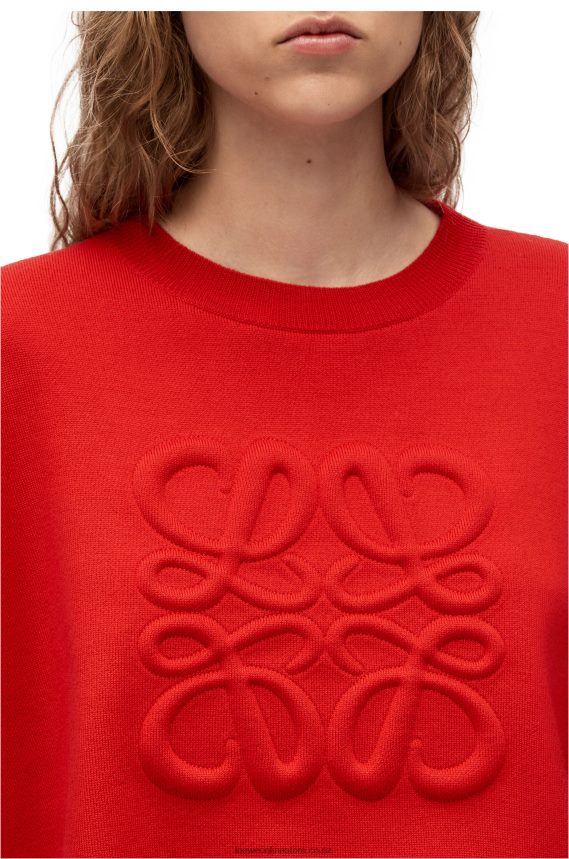 Loewe Women Anagram sweater in wool Red LH60R1022