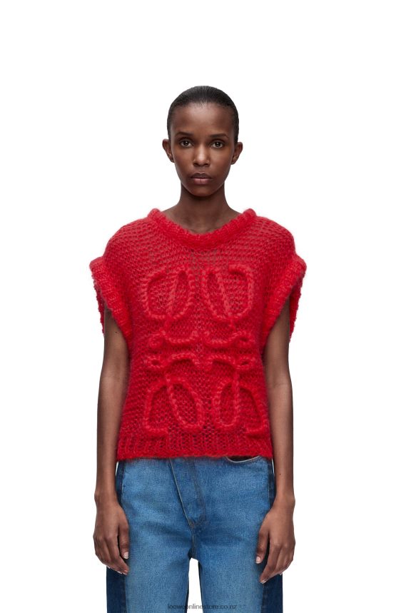 Loewe Women Anagram vest in mohair Red LH60R775