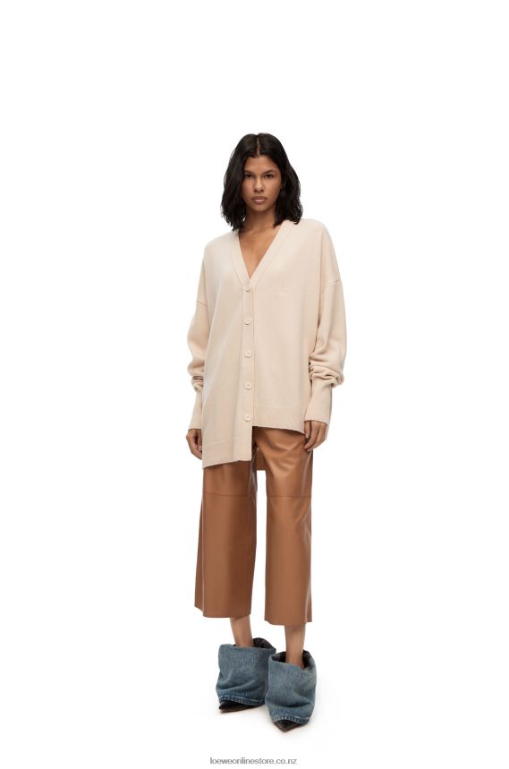 Loewe Women Asymmetric cardigan in cashmere Champagne LH60R975
