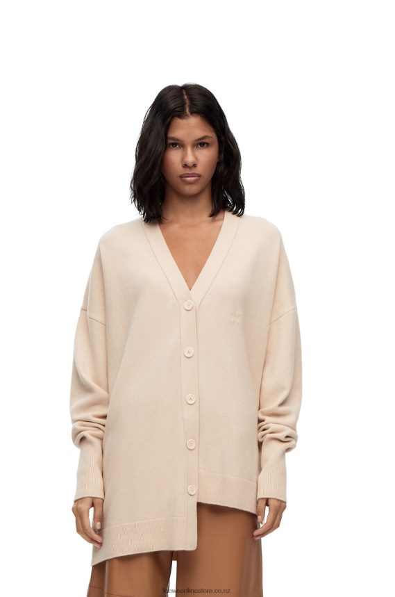 Loewe Women Asymmetric cardigan in cashmere Champagne LH60R975