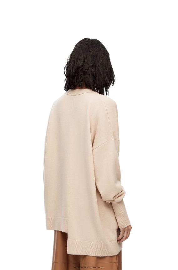 Loewe Women Asymmetric cardigan in cashmere Champagne LH60R975
