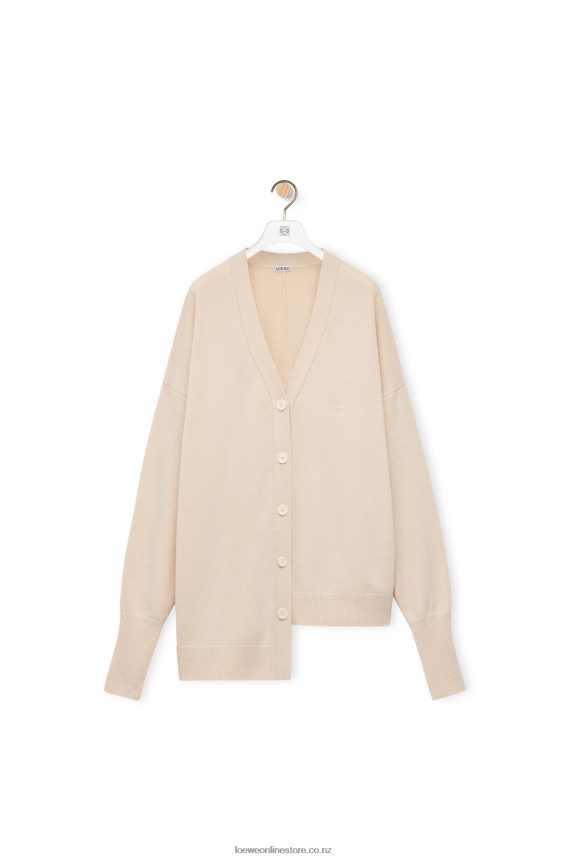 Loewe Women Asymmetric cardigan in cashmere Champagne LH60R975