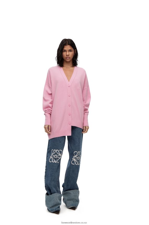 Loewe Women Asymmetric cardigan in cashmere Pink LH60R974