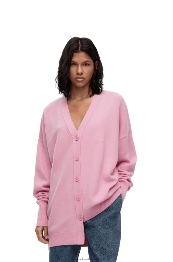 Loewe Women Asymmetric cardigan in cashmere Pink LH60R974