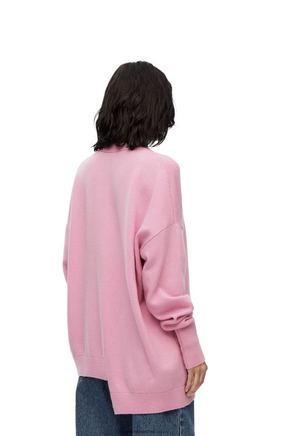 Loewe Women Asymmetric cardigan in cashmere Pink LH60R974