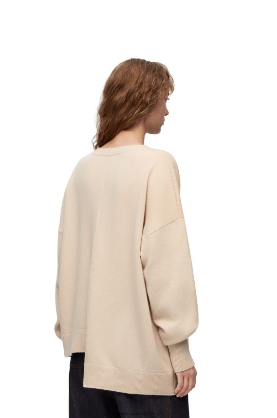 Loewe Women Asymmetric sweater in cashmere Champagne LH60R978