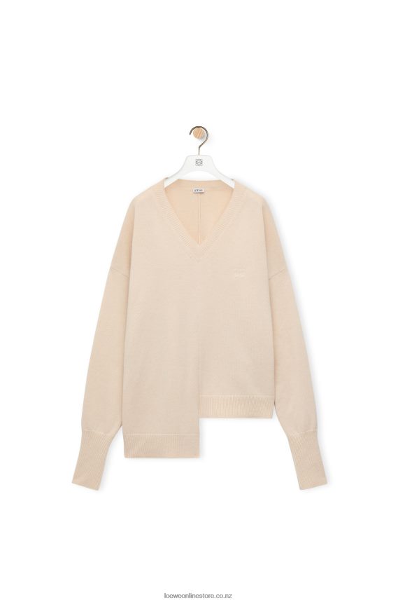 Loewe Women Asymmetric sweater in cashmere Champagne LH60R978