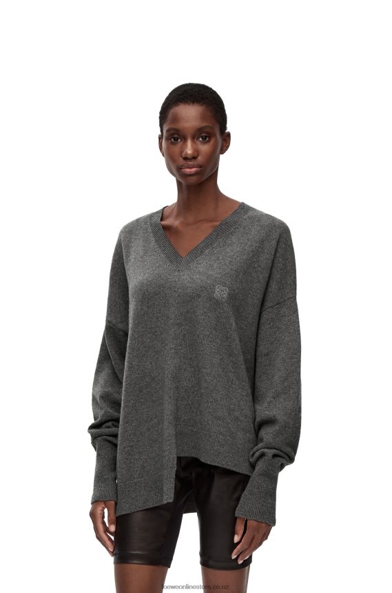 Loewe Women Asymmetric sweater in cashmere Dark Grey LH60R977