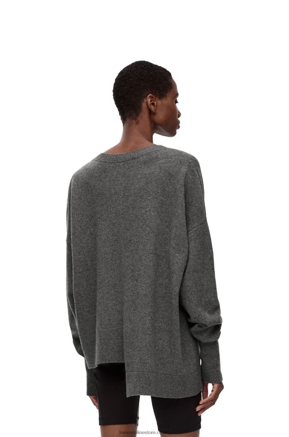 Loewe Women Asymmetric sweater in cashmere Dark Grey LH60R977