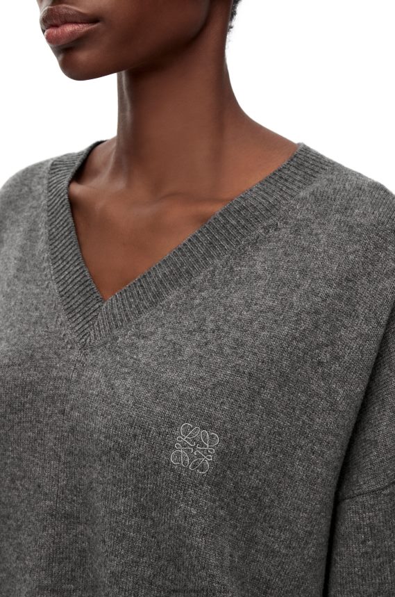 Loewe Women Asymmetric sweater in cashmere Dark Grey LH60R977