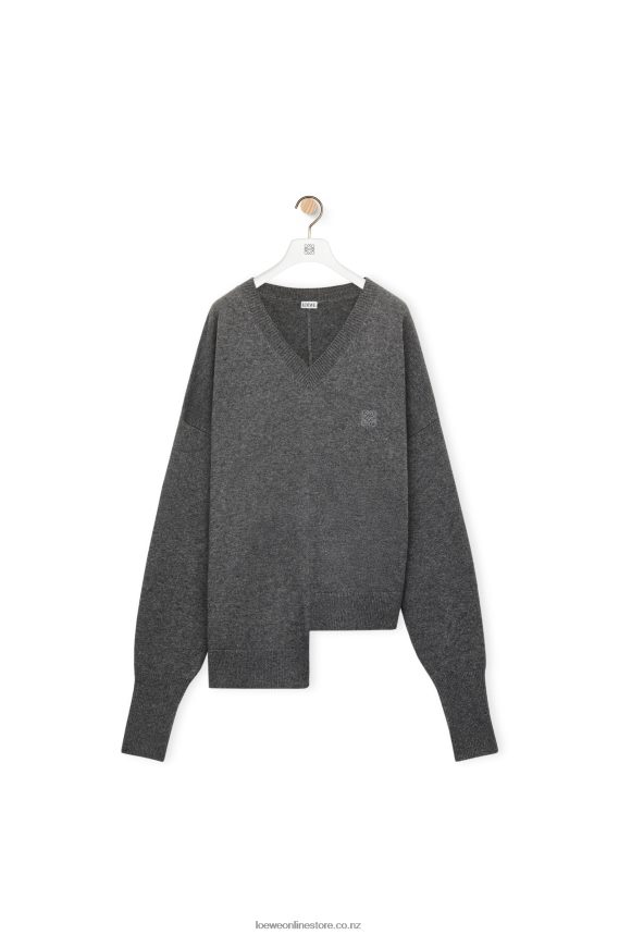 Loewe Women Asymmetric sweater in cashmere Dark Grey LH60R977