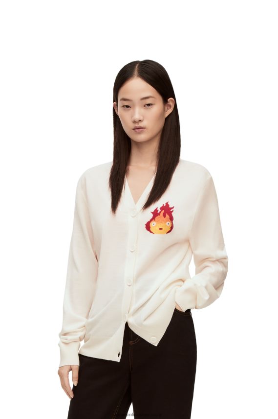 Loewe Women Calcifer cardigan in wool Ecru LH60R1024