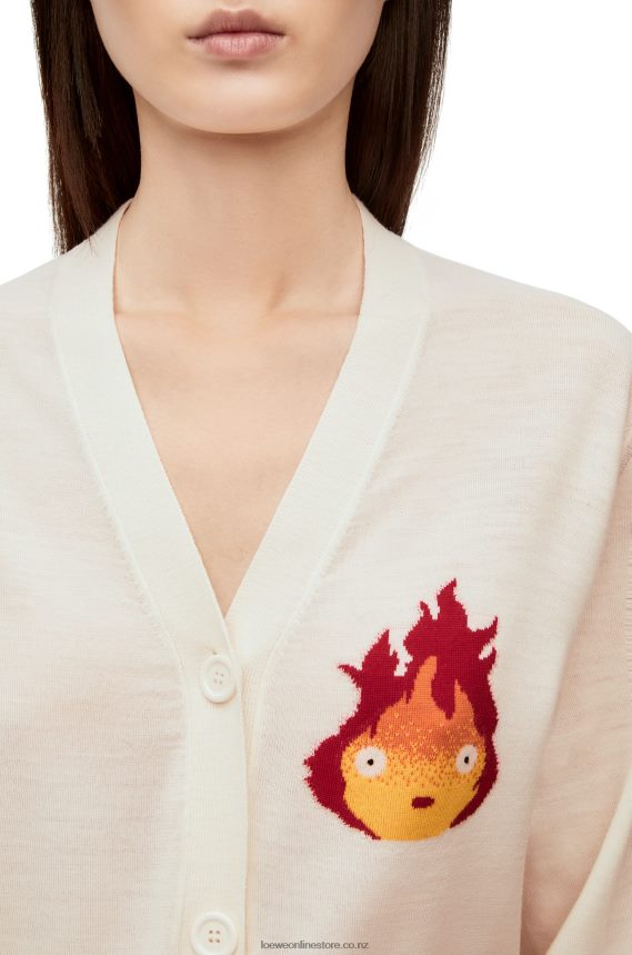 Loewe Women Calcifer cardigan in wool Ecru LH60R1024