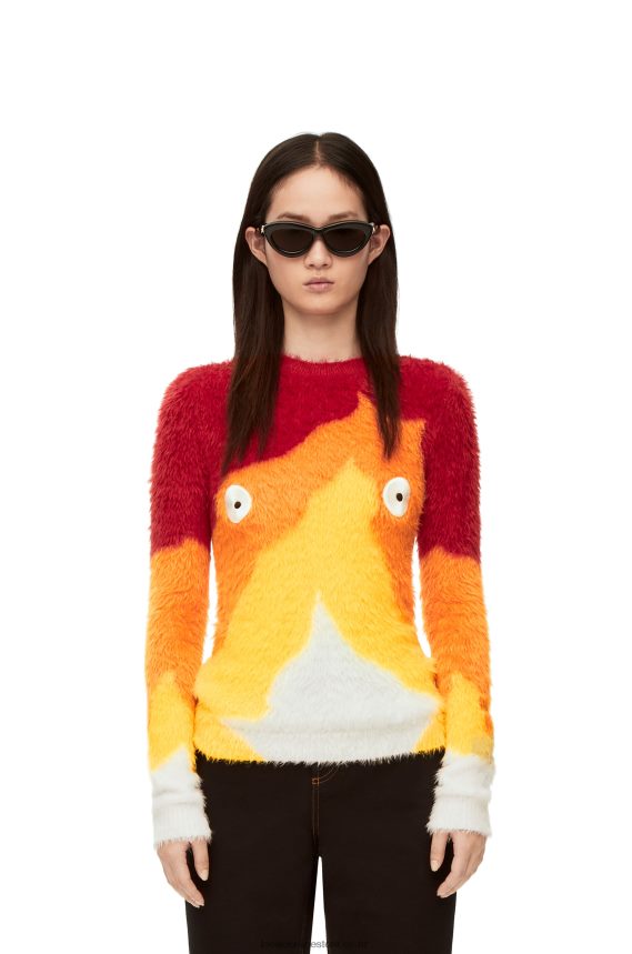 Loewe Women Calcifer sweater in intarsia knit Orange Multitone LH60R1023