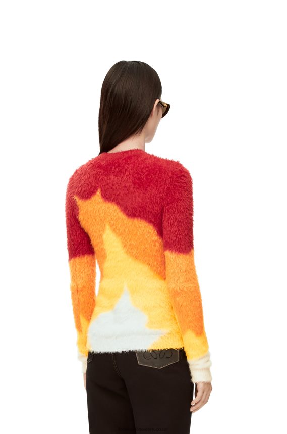Loewe Women Calcifer sweater in intarsia knit Orange Multitone LH60R1023