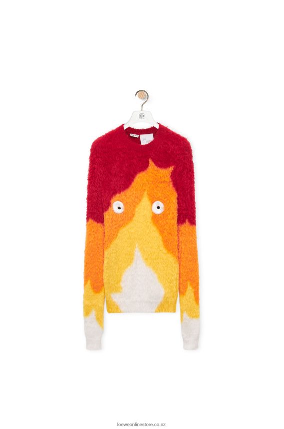Loewe Women Calcifer sweater in intarsia knit Orange Multitone LH60R1023