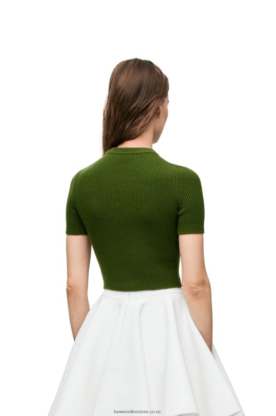 Loewe Women Cropped sweater in cashmere Forest Green LH60R958