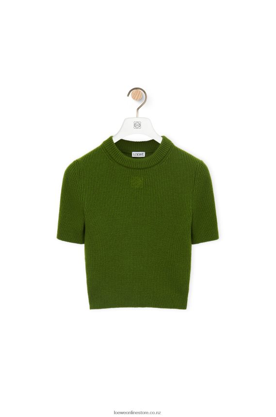 Loewe Women Cropped sweater in cashmere Forest Green LH60R958