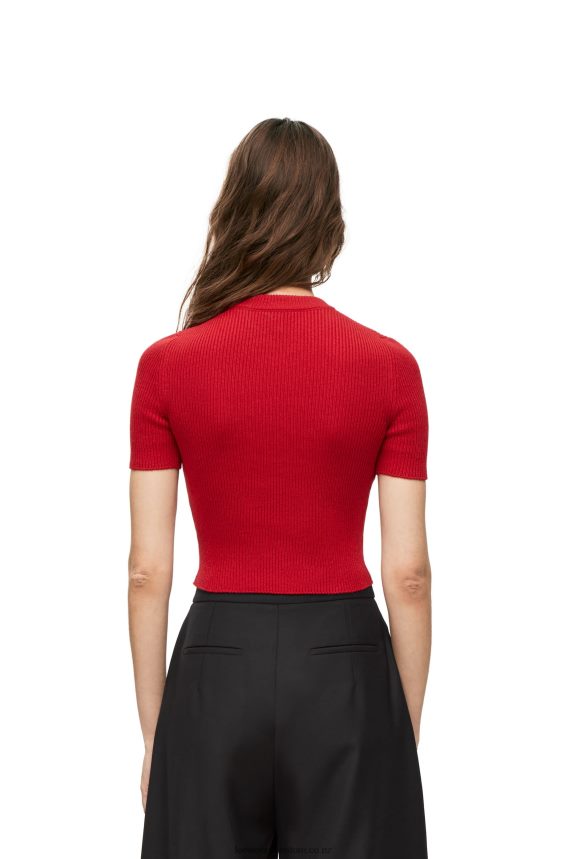 Loewe Women Cropped sweater in cashmere Red LH60R957