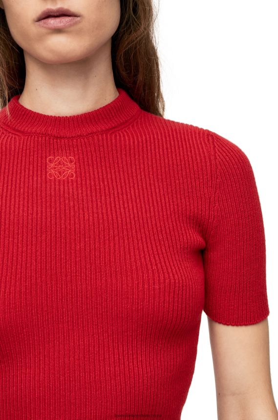Loewe Women Cropped sweater in cashmere Red LH60R957