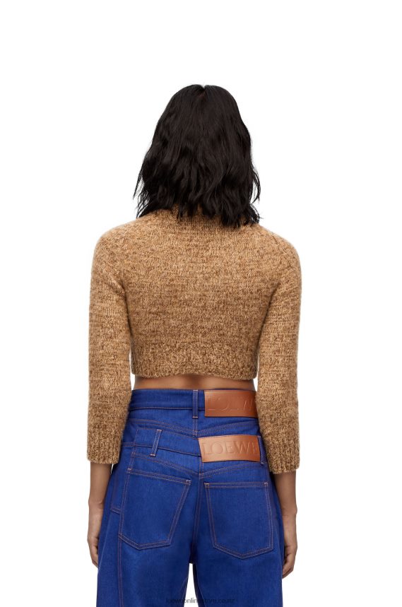 Loewe Women Cropped sweater in wool Beige Melange LH60R982