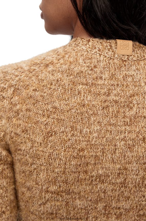 Loewe Women Cropped sweater in wool Beige Melange LH60R982