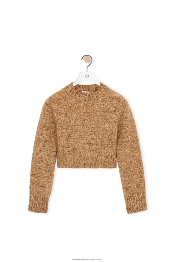 Loewe Women Cropped sweater in wool Beige Melange LH60R982