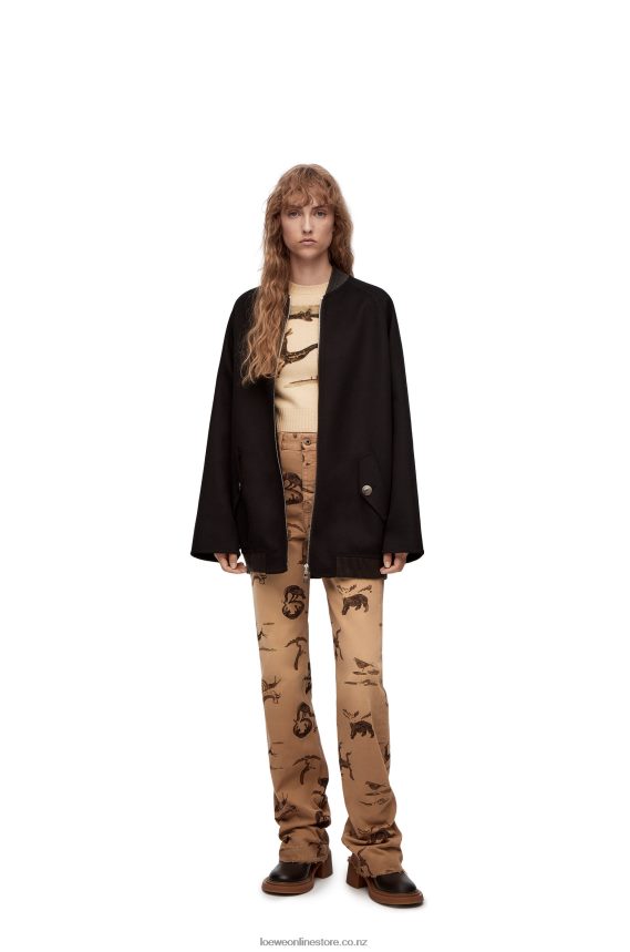 Loewe Women Deer cropped sweater in wool Ecru LH60R999