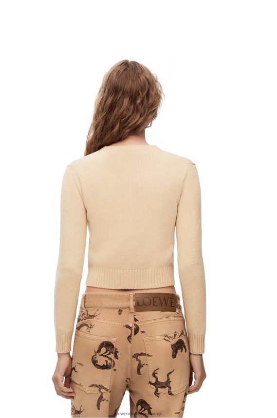 Loewe Women Deer cropped sweater in wool Ecru LH60R999