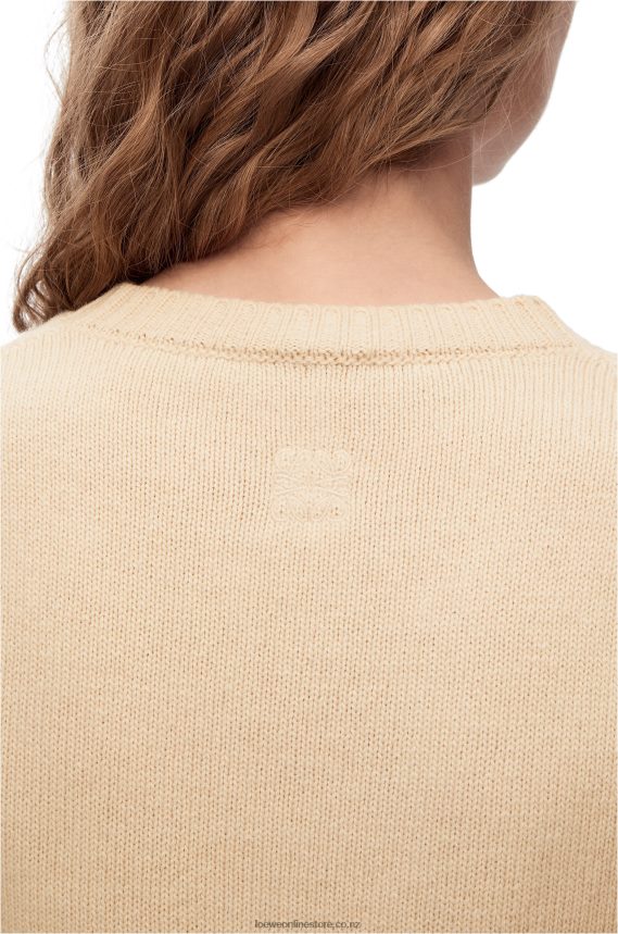 Loewe Women Deer cropped sweater in wool Ecru LH60R999