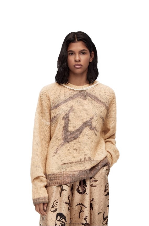 Loewe Women Deer sweater in mohair and wool blend Ecru LH60R998