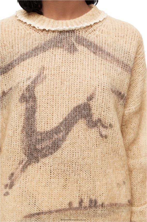 Loewe Women Deer sweater in mohair and wool blend Ecru LH60R998