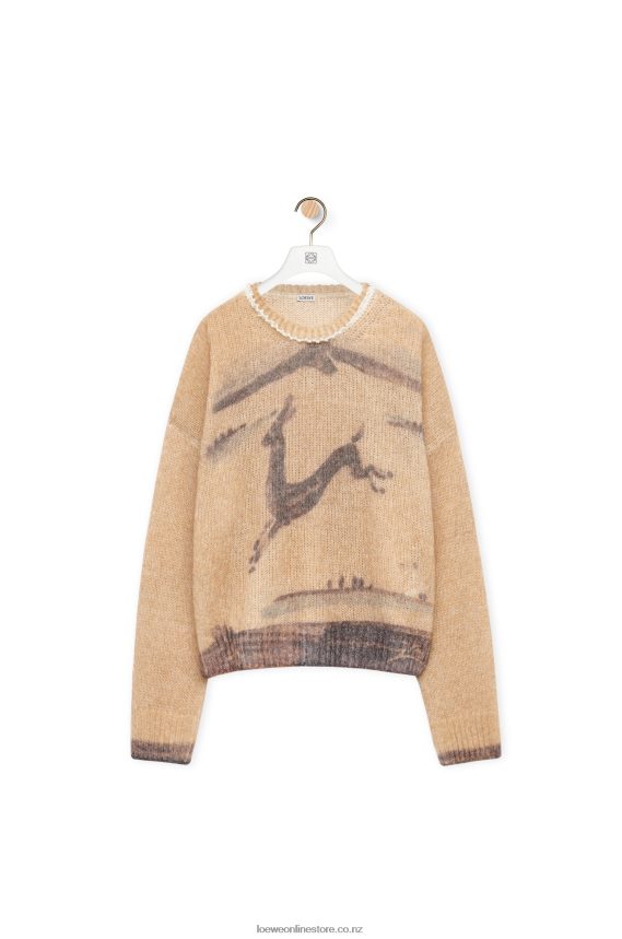 Loewe Women Deer sweater in mohair and wool blend Ecru LH60R998
