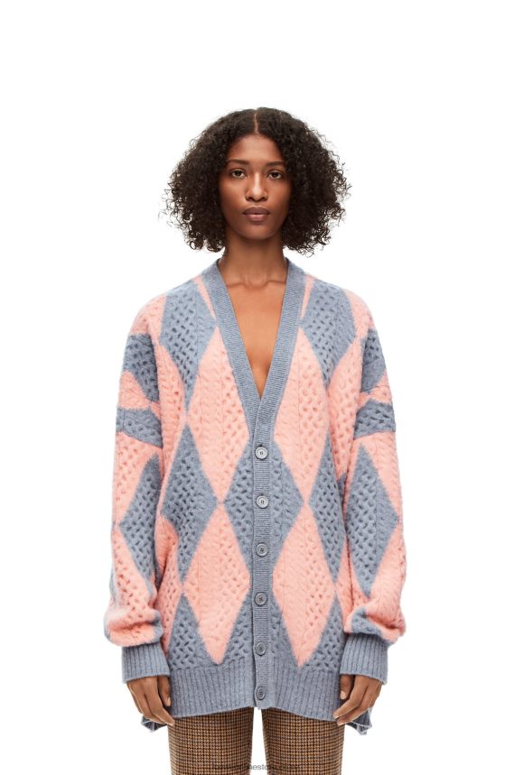 Loewe Women Diamonds cardigan in wool Lys/Salmon LH60R1028