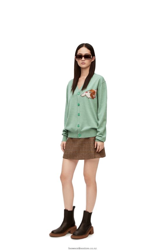 Loewe Women Heen cardigan in wool Aniseed Green LH60R1027
