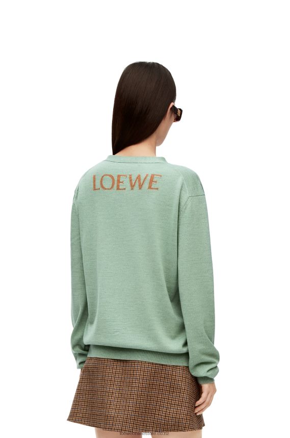 Loewe Women Heen cardigan in wool Aniseed Green LH60R1027