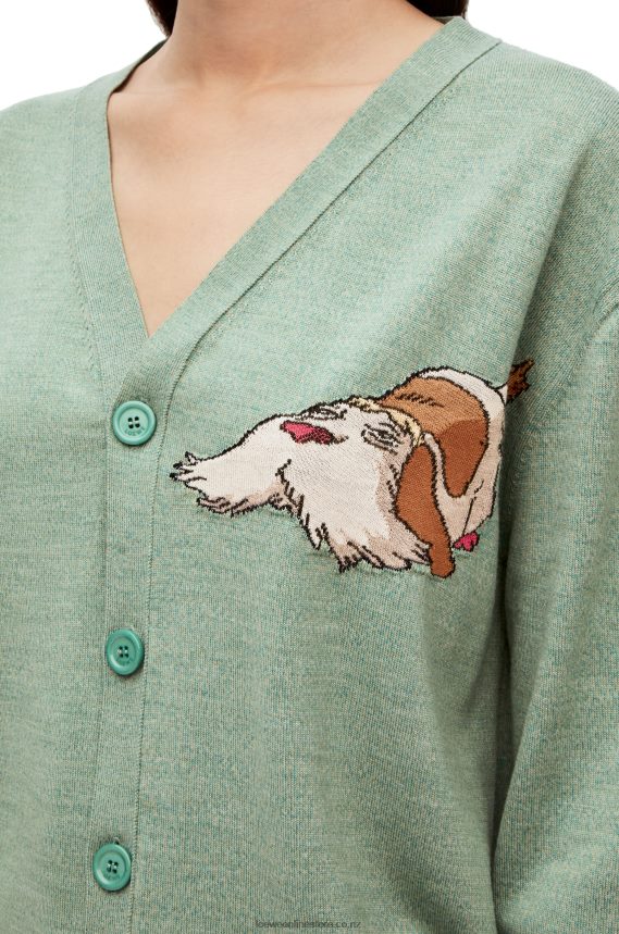 Loewe Women Heen cardigan in wool Aniseed Green LH60R1027