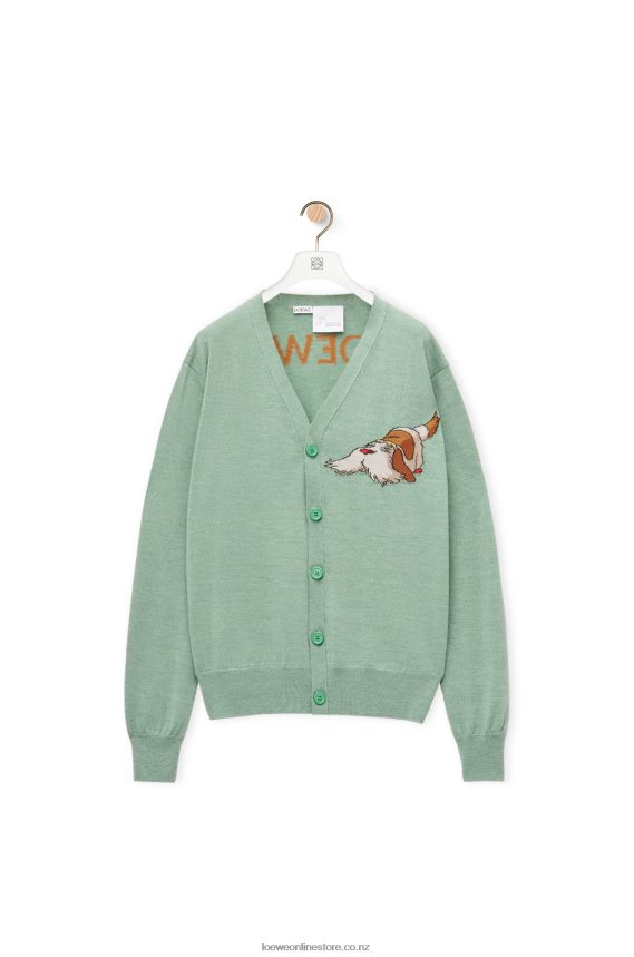 Loewe Women Heen cardigan in wool Aniseed Green LH60R1027