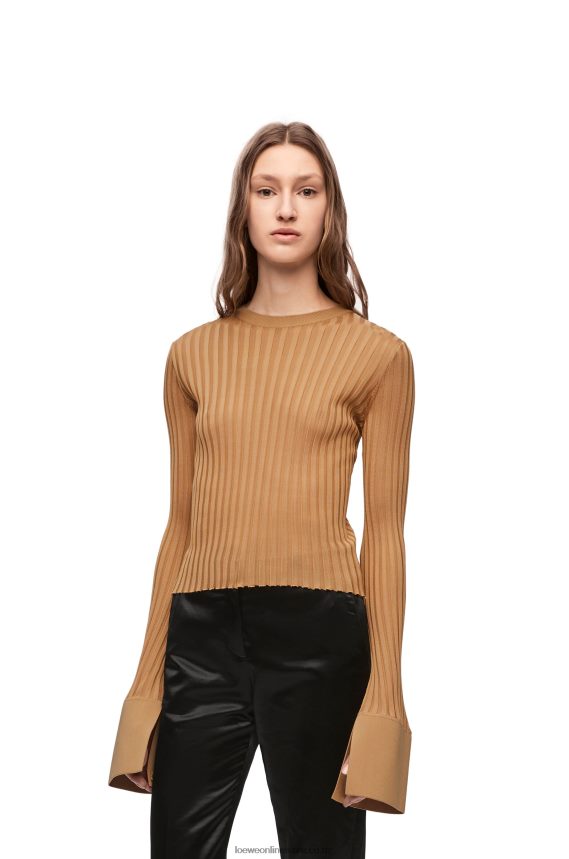 Loewe Women Long sleeve top in viscose Beige LH60R847