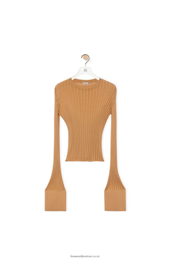 Loewe Women Long sleeve top in viscose Beige LH60R847