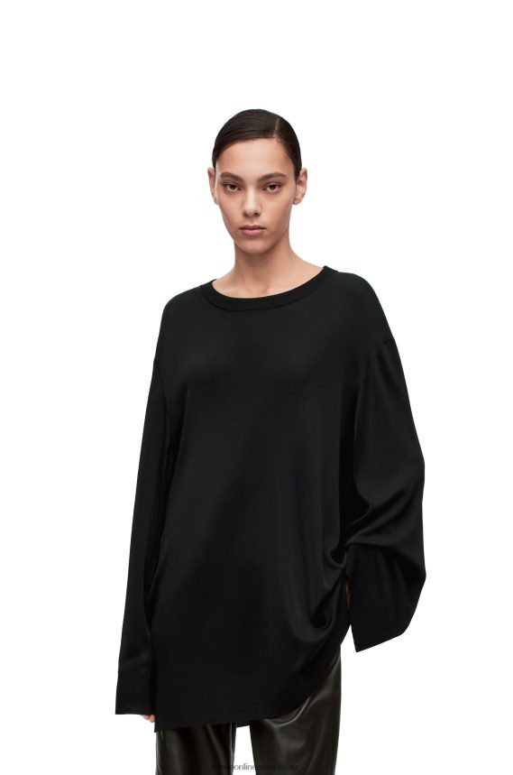 Loewe Women Open sleeve sweater in viscose knit Black LH60R955