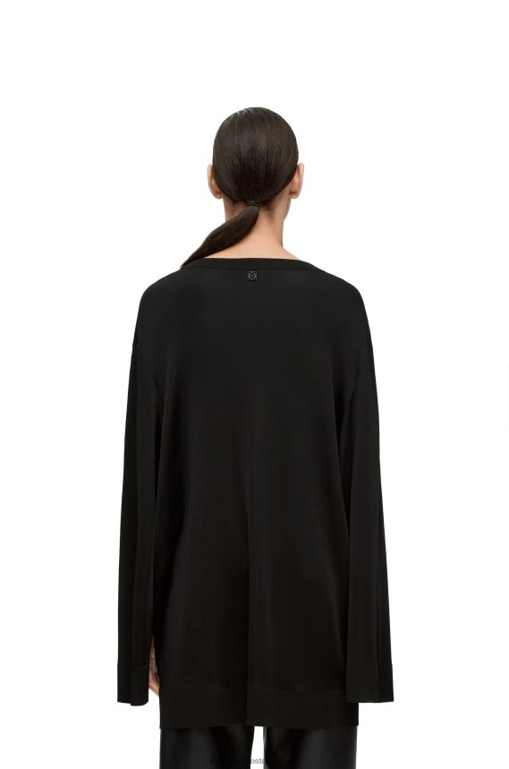Loewe Women Open sleeve sweater in viscose knit Black LH60R955