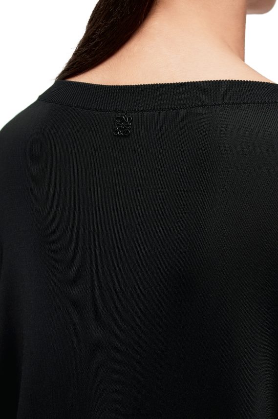 Loewe Women Open sleeve sweater in viscose knit Black LH60R955