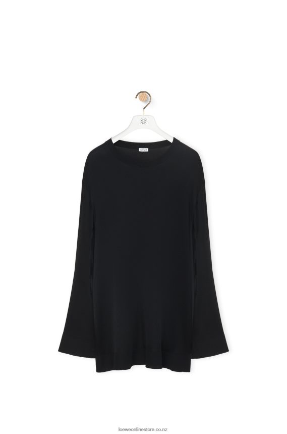 Loewe Women Open sleeve sweater in viscose knit Black LH60R955