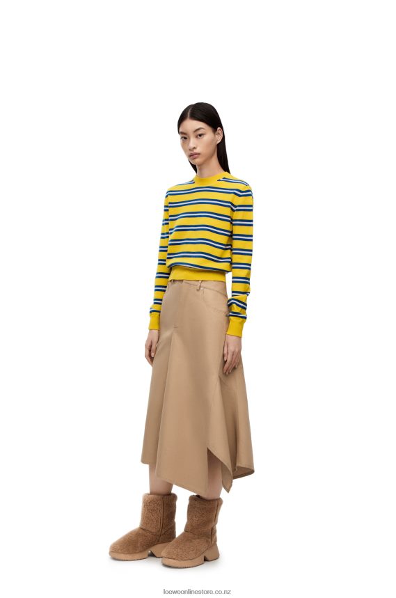 Loewe Women Stripe sweater in wool Yellow/Indigo Blue LH60R989