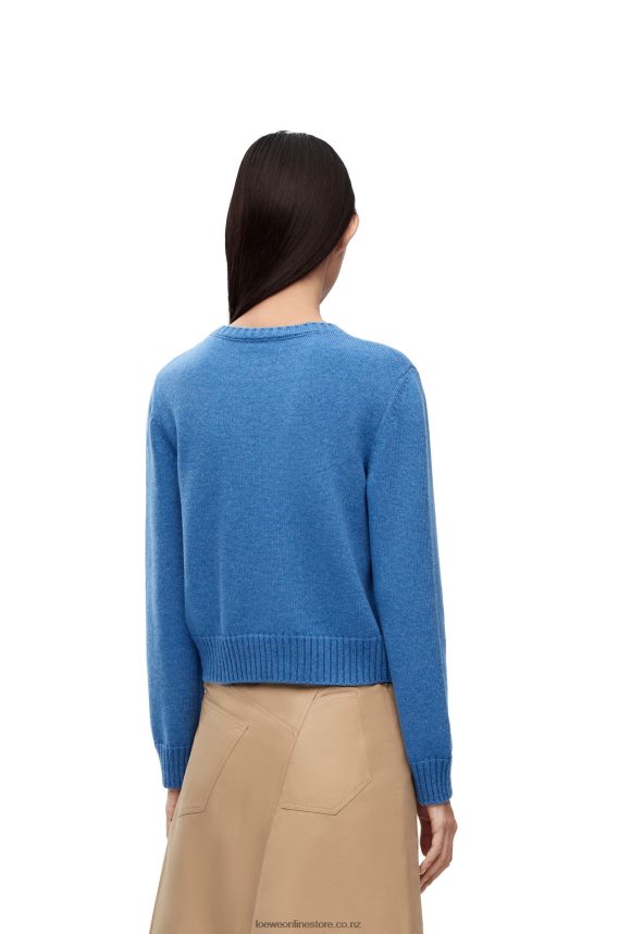 Loewe Women Sweater in wool Blue Denim LH60R981